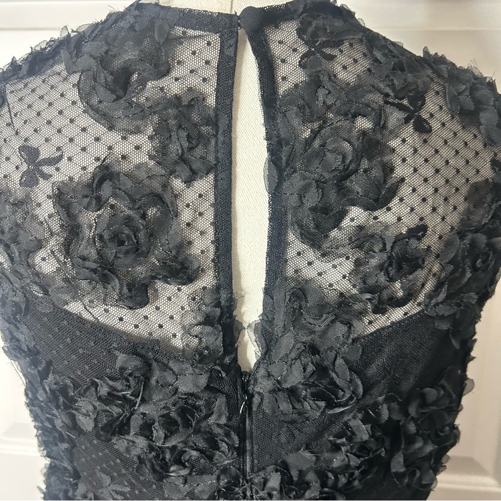NWT (size 10) Lipsy Black 3d Floral Mesh Midaxi Bodycon Dress - Picture 7 of 10